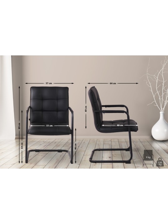 Cadeira para visitantes Gandia couro artificial, preto