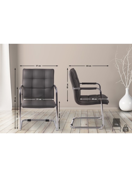 Cadeira para visitantes Gandia couro sintético cromado, cinza