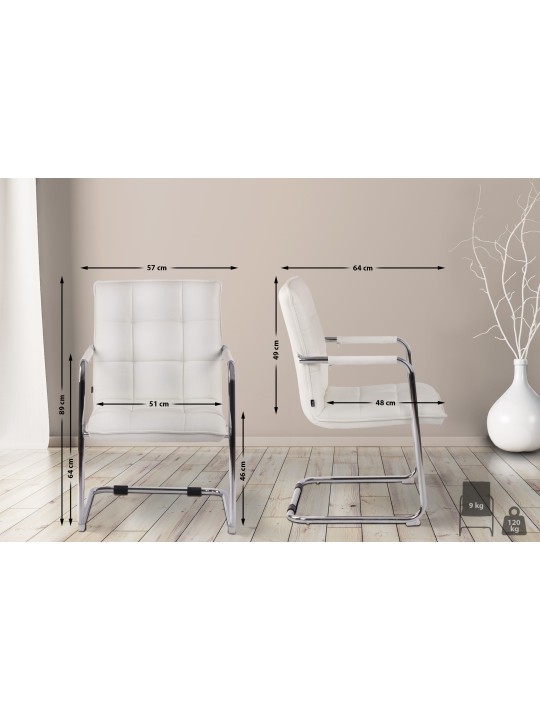 Cadeira para visitantes Gandia couro sintético cromado, branco