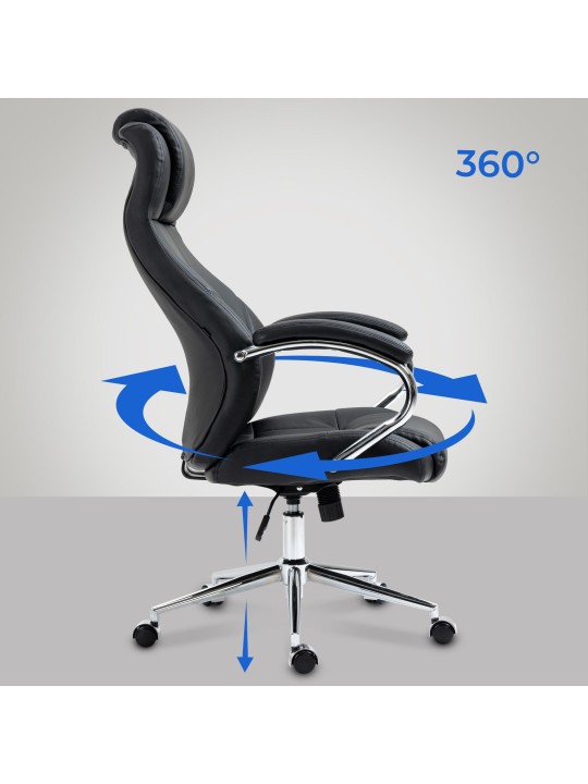 Cadeira de escritório Salford em pele genuína, preto