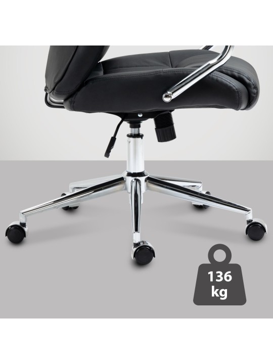 Cadeira de escritório Salford em pele genuína, preto