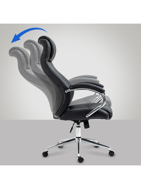 Cadeira de escritório Salford em pele genuína, preto