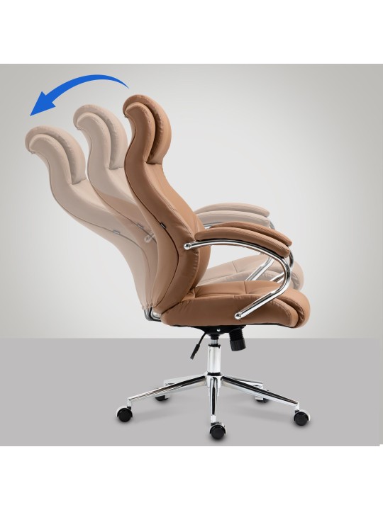 Cadeira de escritório Salford em pele genuína, castanho claro