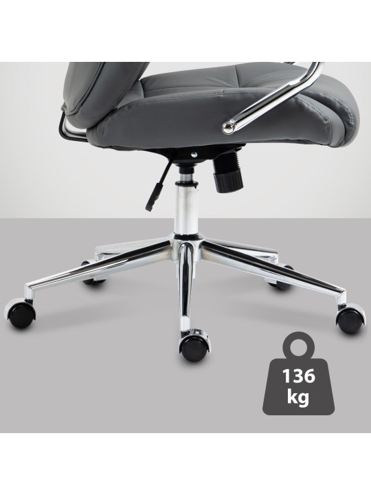 Cadeira de escritório Salford em pele genuína, cinza