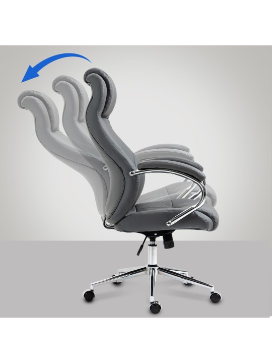 Cadeira de escritório Salford em pele genuína, cinza