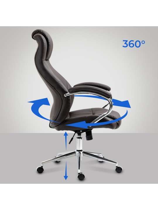 Cadeira de escritório Salford em pele genuína, castanho