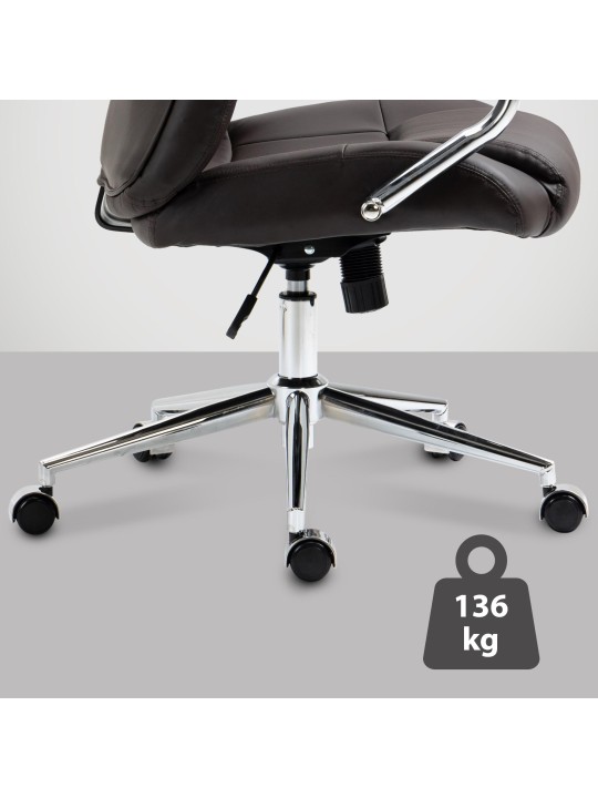 Cadeira de escritório Salford em pele genuína, castanho