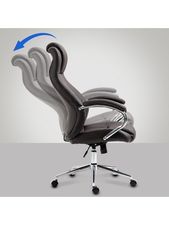 Cadeira de escritório Salford em pele genuína, castanho