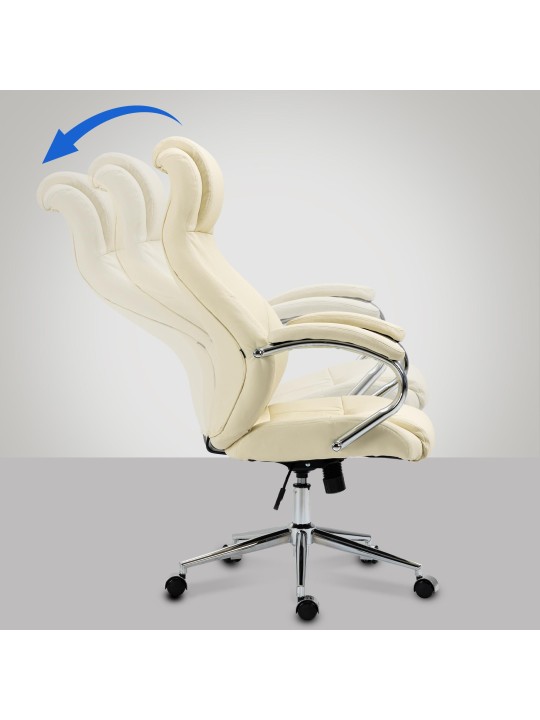 Cadeira de escritório Salford em pele genuína, creme