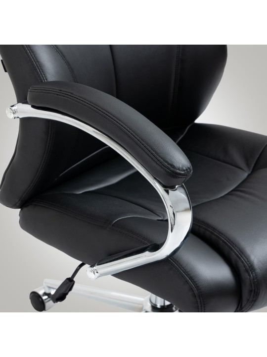 Cadeira de escritório Salford em pele genuína, preto