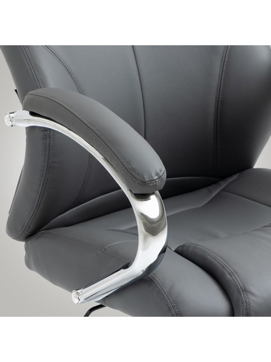 Cadeira de escritório Salford em pele genuína, cinza