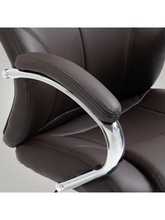 Cadeira de escritório Salford em pele genuína, castanho