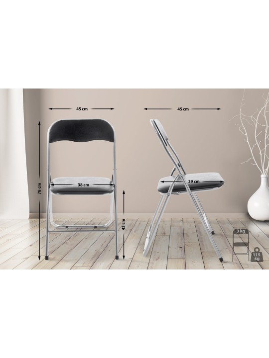 Cadeira dobrável Félix, preto/prata