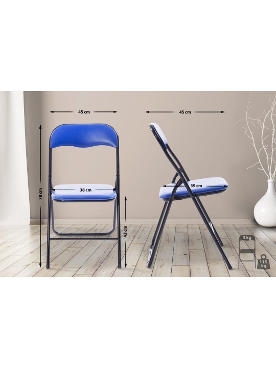 Cadeira dobrável Félix, azul/preto