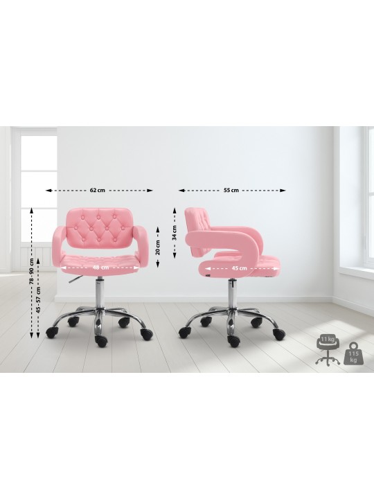 Banqueta de trabalho Dublin couro sintético, rosa