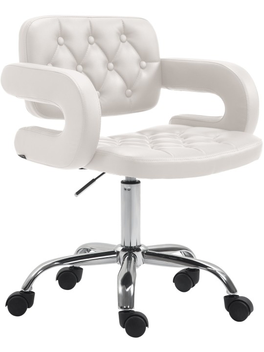 Banqueta de trabalho Dublin couro sintético, branco