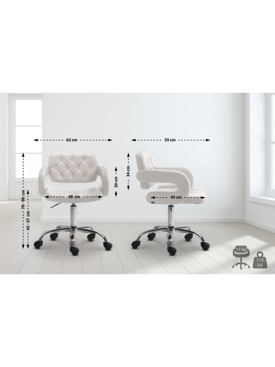 Banqueta de trabalho Dublin couro sintético, branco