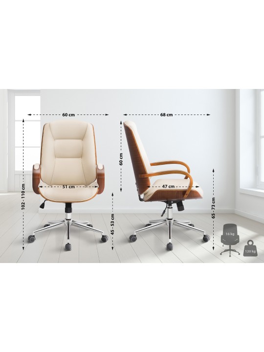 Cadeira de escritório Yankton, nogueira/creme