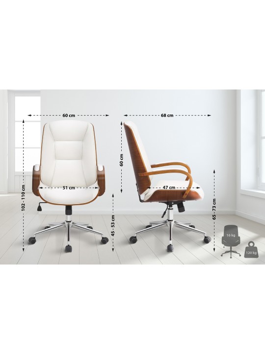 Cadeira de escritório Yankton, nogueira/branco