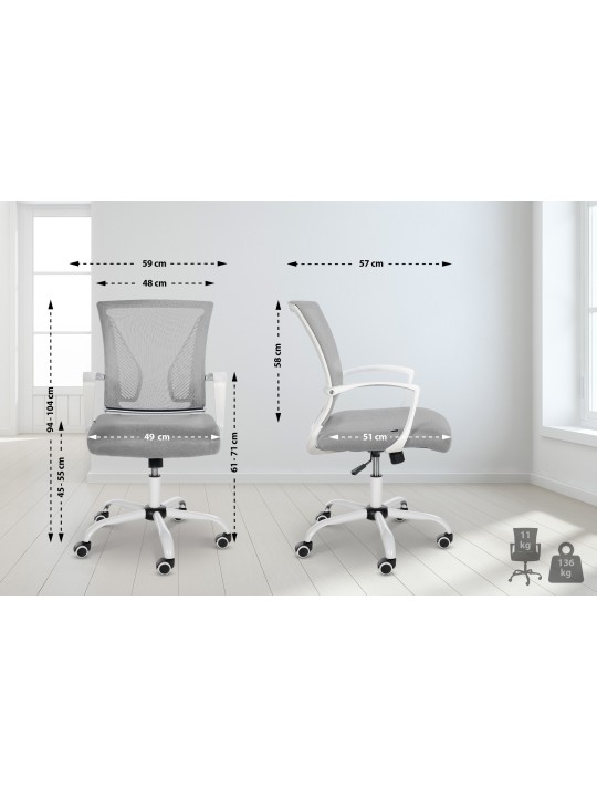 Cadeira de escritório Tracy W, cinza claro