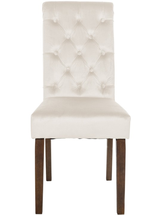Conjunto de 2 cadeiras de jantar em veludo Lisburn, creme