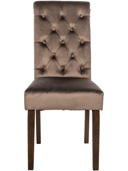 Conjunto de 2 cadeiras de jantar em veludo Lisburn, castanho