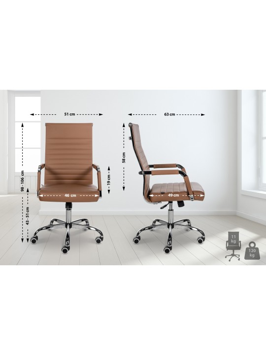 Cadeira de escritório Amadora pele sintética, castanho claro