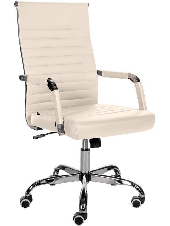 Cadeira de escritório Amadora pele sintética, creme
