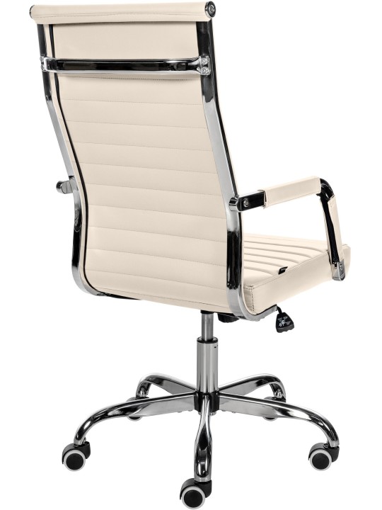 Cadeira de escritório Amadora pele sintética, creme