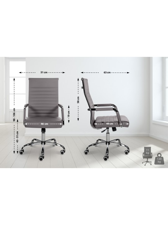 Cadeira de escritório Amadora pele sintética, cinza