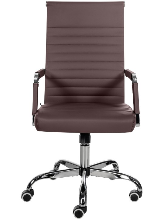 Cadeira de escritório Amadora pele sintética, castanho