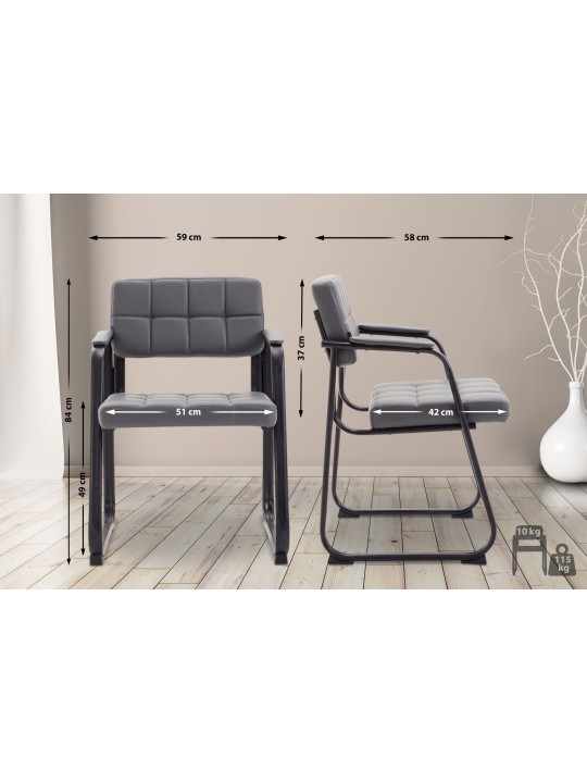 Cadeira para visitantes Canada B couro sintético, cinza Cadeira para visitantes Canada B couro sintético, cinza