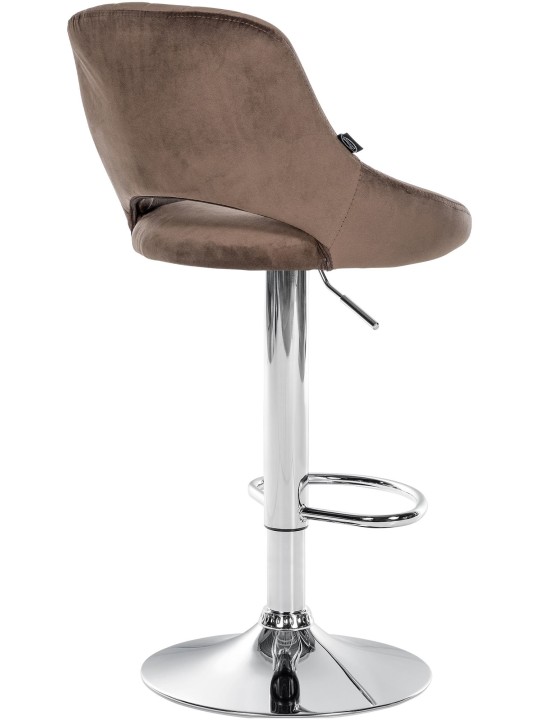 Banqueta alta Milet veludo cromado, castanho