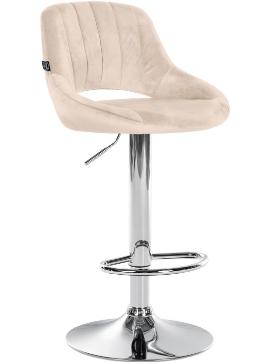 Banqueta alta Milet veludo cromado, creme