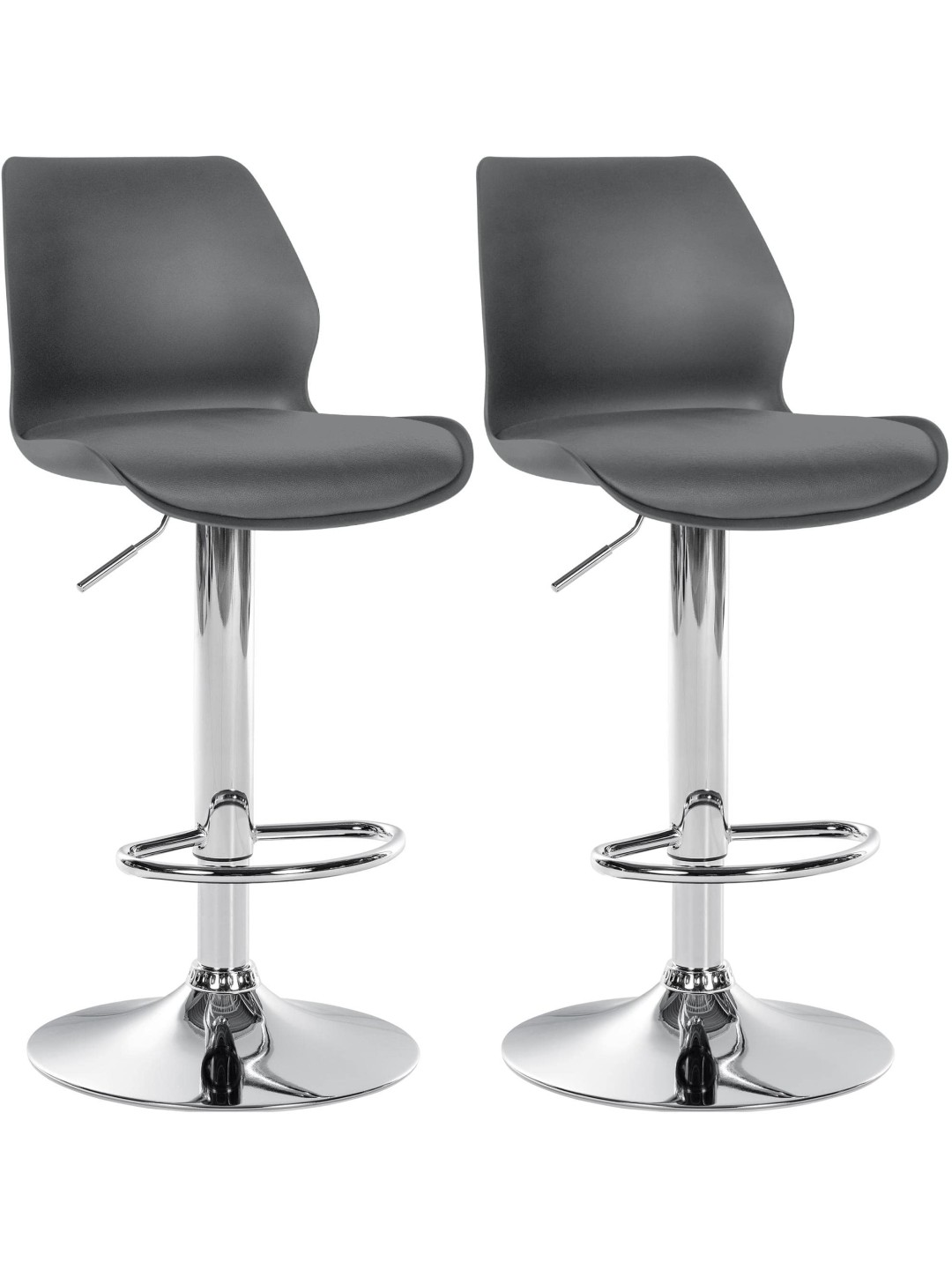 Conjunto de 2 bancos altos Gilbert plástico, cinza
