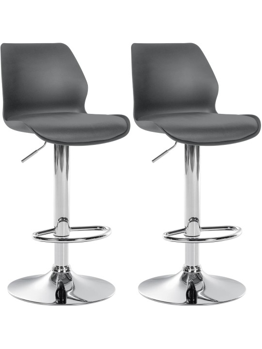 Conjunto de 2 bancos altos Gilbert plástico, cinza
