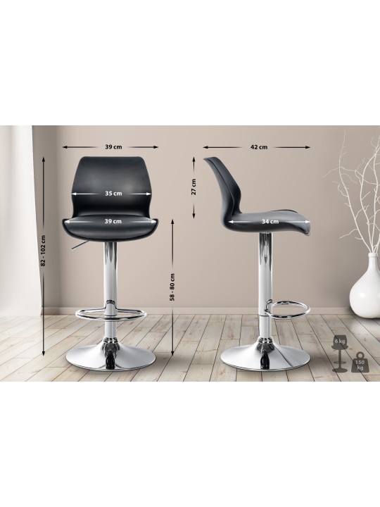 Conjunto de 2 bancos altos Gilbert plástico, preto