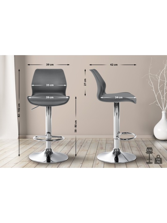Conjunto de 2 bancos altos Gilbert plástico, cinza