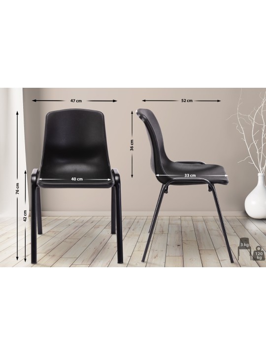 Cadeira empilhável de plástico Nowra, preto