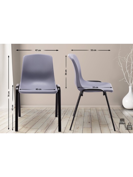 Cadeira empilhável de plástico Nowra, cinza