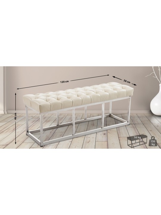 Banco Amun couro artificial E120, creme