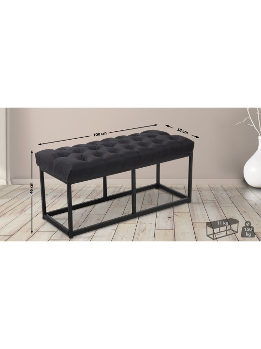 Banco Amun tecido 100 cm, preto Banco Amun tecido 100 cm, preto