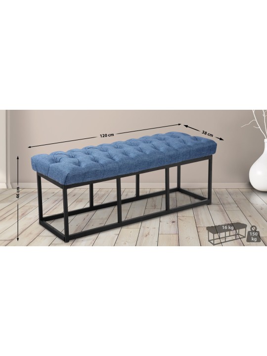 Banco Amun tecido 120 cm, azul Banco Amun tecido 120 cm, azul
