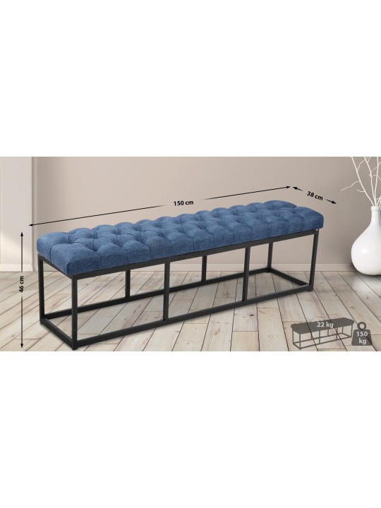 Banco Amun tecido 150 cm, azul Banco Amun tecido 150 cm, azul