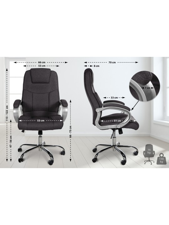 Cadeira de escritório BIG Apollo tecido, cinza escuro