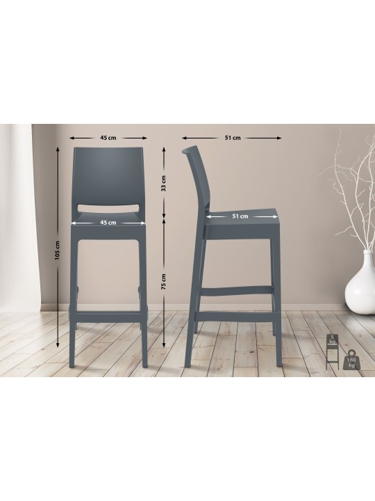 Banqueta alta Maya, cinza escuro