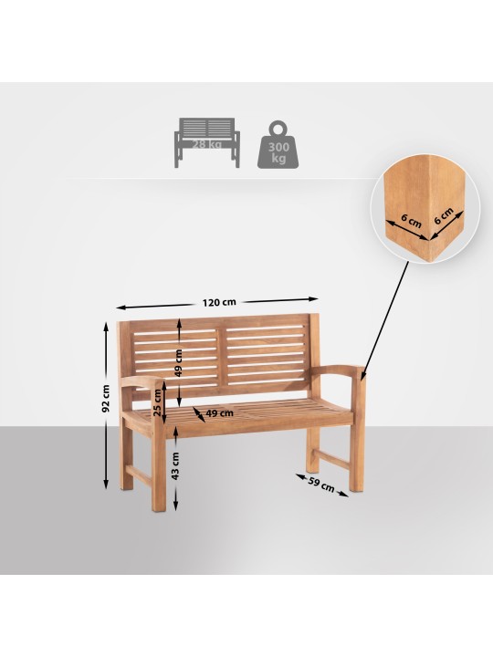 Banco de teca Halden 120 cm com capa, teca Banco de teca Halden 120 cm com capa, teca