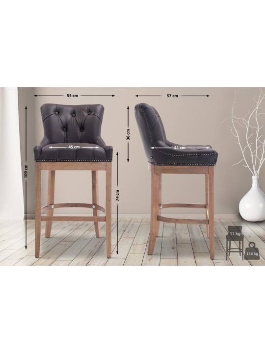 Banco alto Lakewood couro genuíno, luz antiga, castanho