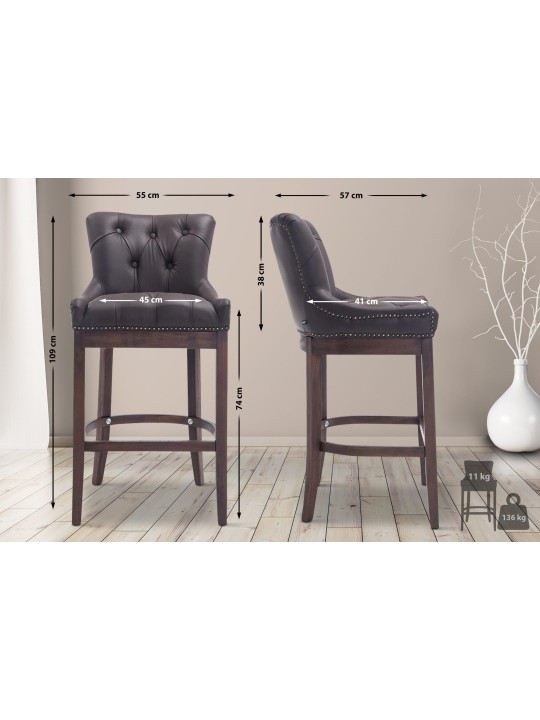 Banco alto Lakewood couro genuíno, antigo, castanho