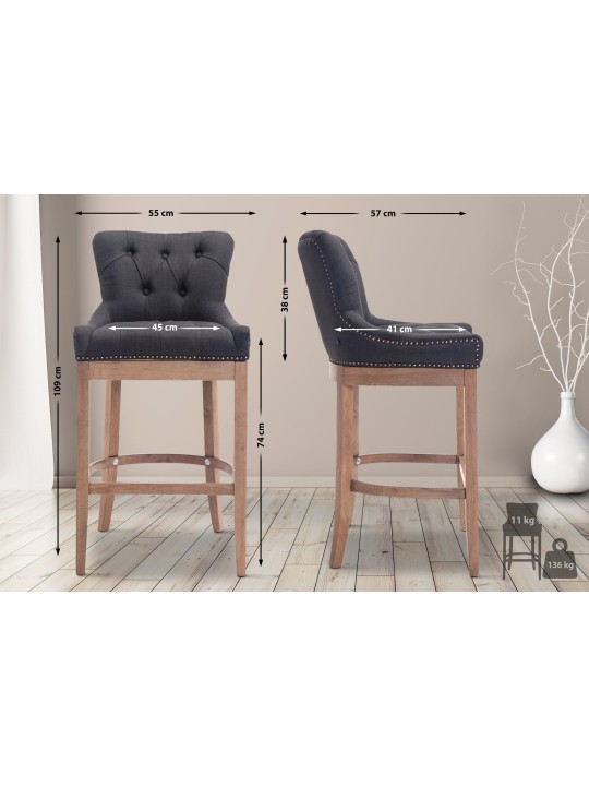 Banco alto tecido Lakewood, luz antiga, cinza escuro Banco alto tecido Lakewood, luz antiga, cinza escuro